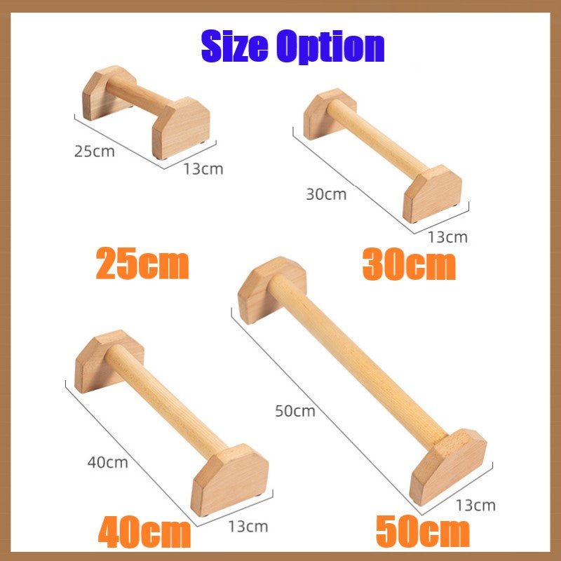 Wood Parallettes (Set of 2) Handstand Pushups, Stands Bars, Non-Slip Yoga & Gymnastic Training Tool Russian Style Stretch Push-Ups Double Rod