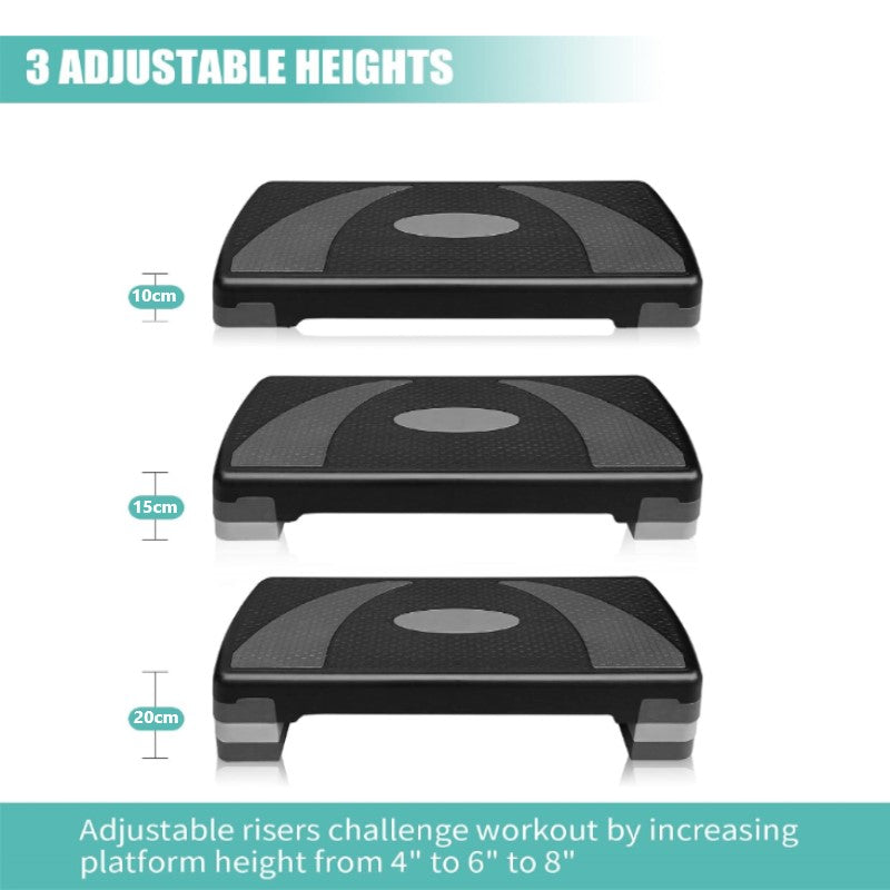 3 Levels, Aerobic Step Board, Adjustable Height 10cm/15cm/20cm, Steps Equipment for Home & Office