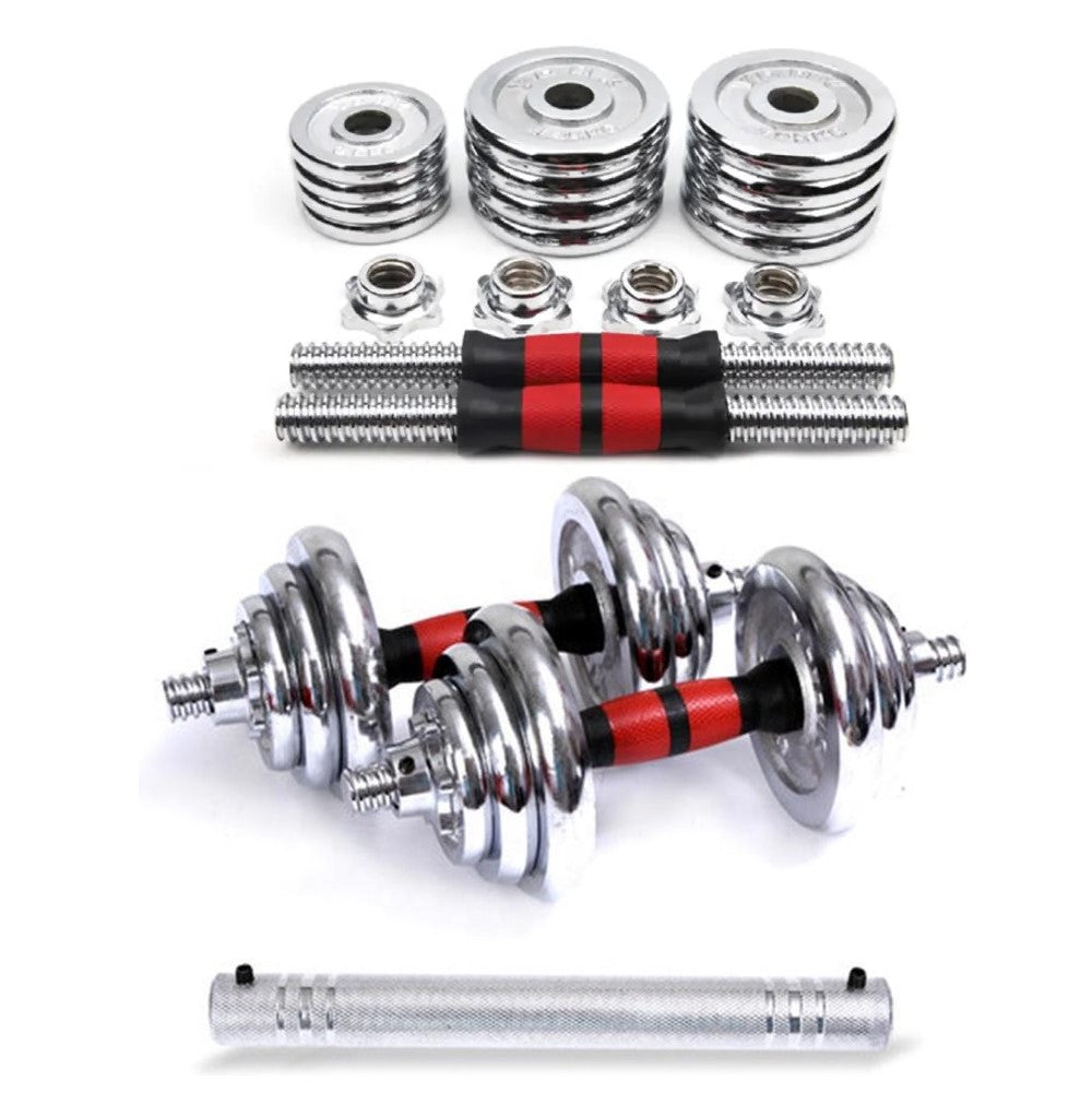 30Kg Multi-function Adjustable Chrome Weightlifting barbell/dumbbell set with Case