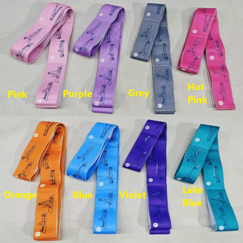 8 sections Yoga Stretching strap with adjustable loop for yoga posture correction