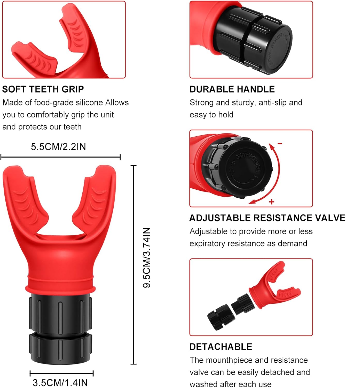 Breathing Trainer with Adjustable Resistance, Increases Lung Endurance and Capacity, Respiratory Training Device