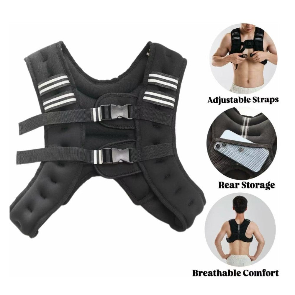 Weighted Vest with Two Adjustment Straps for Workout, Strength Training, Running, Fitness, Muscle Building, Weight Loss