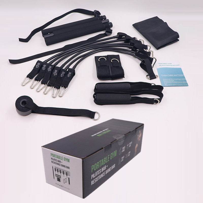 Portable Pilates Fitness Bar with 3 set Resistance Bands