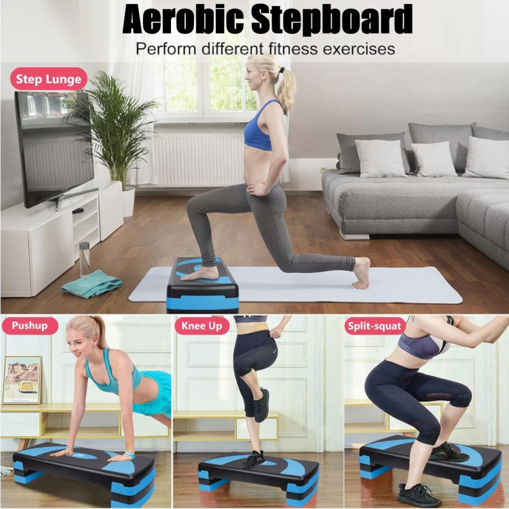 3 Levels, Aerobic Step Board, Adjustable Height 10cm/15cm/20cm, Steps Equipment for Home & Office