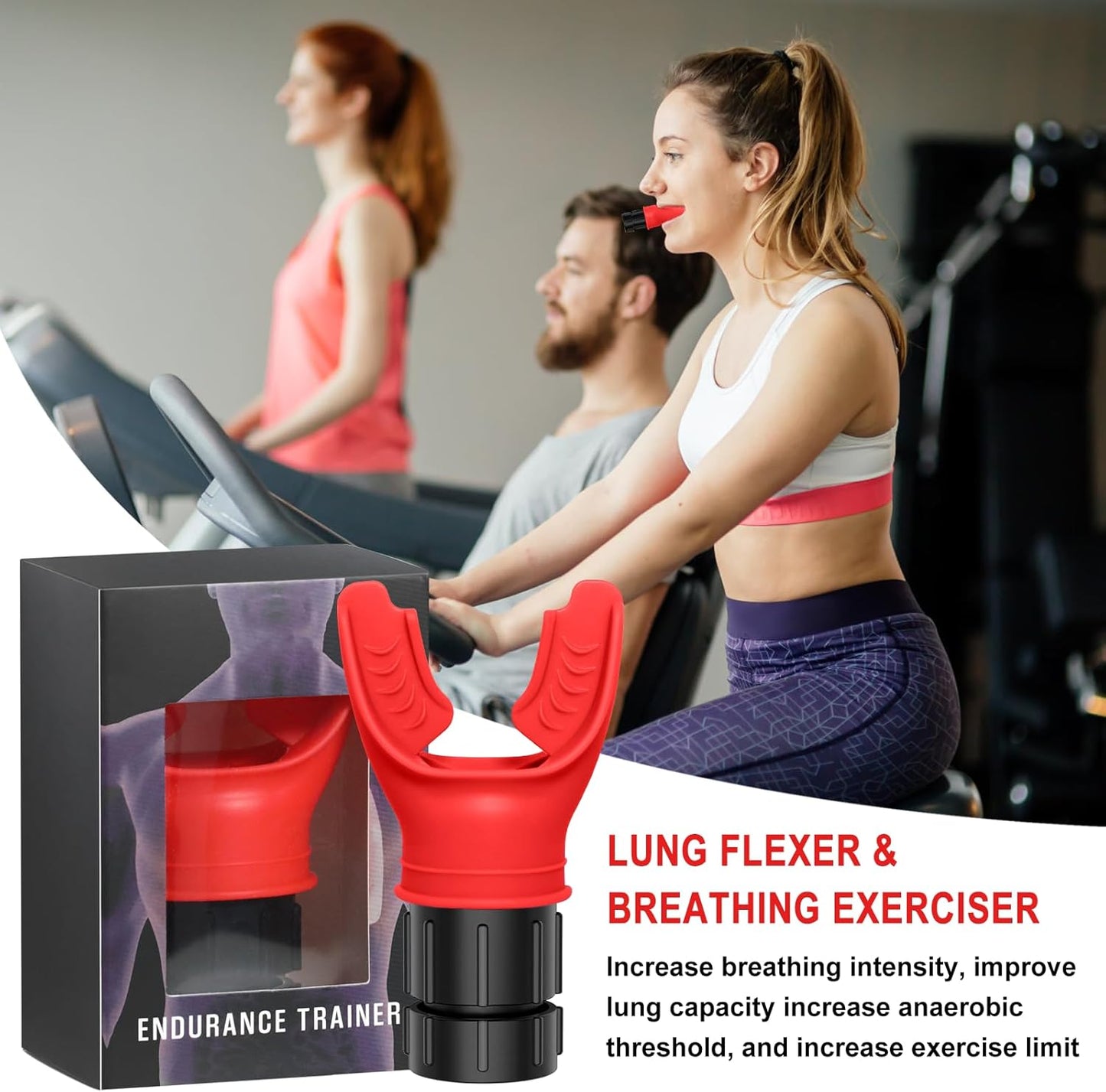 Breathing Trainer with Adjustable Resistance, Increases Lung Endurance and Capacity, Respiratory Training Device