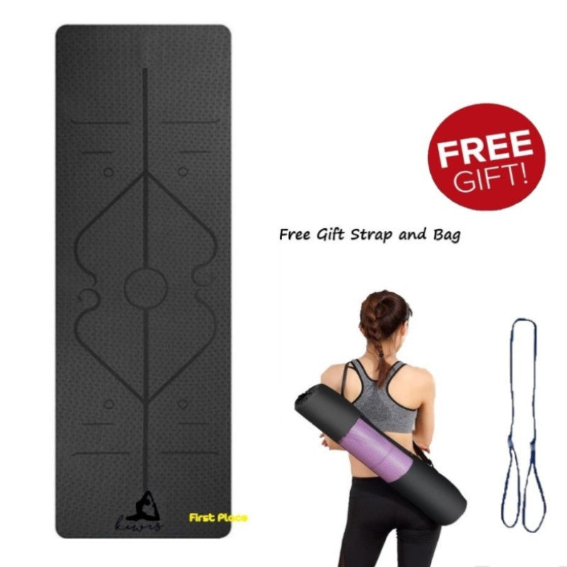 8mm Thickness 1 color TPE Yoga Mat with Alignment Marker/Lines