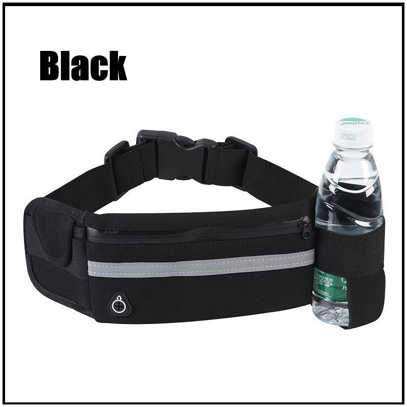 Running Belt Waist Bag with Hidden Water Bottle Holder, Men/Women Waist Pack with Bounce Free Technology, Reflective Strips fits Large Phone for Running, Hiking, Cycling