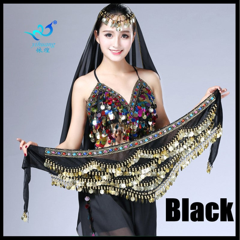 5-Rows Belly Dance Hip Scarf with Rhinestone