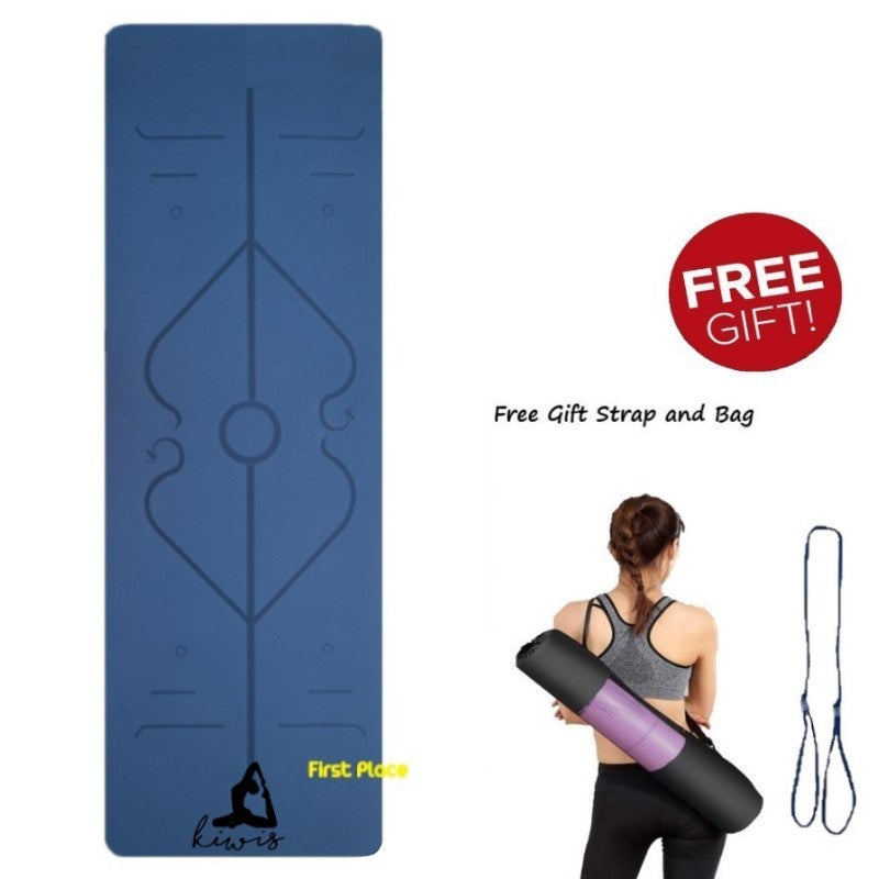 8mm Thickness 1 color TPE Yoga Mat with Alignment Marker/Lines