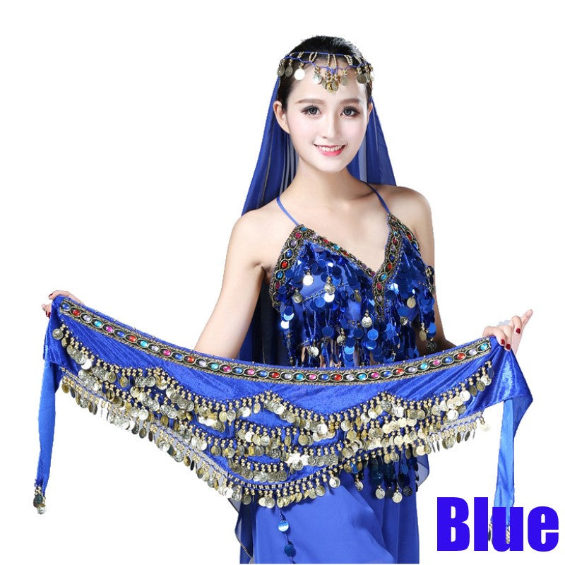 5-Rows Belly Dance Hip Scarf with Rhinestone