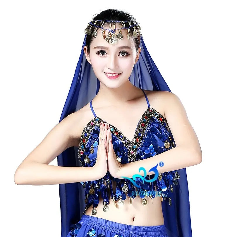 Sequin Chiffon Belly Dance Bra Performance Wear Belly dance Costumes Festival Tops