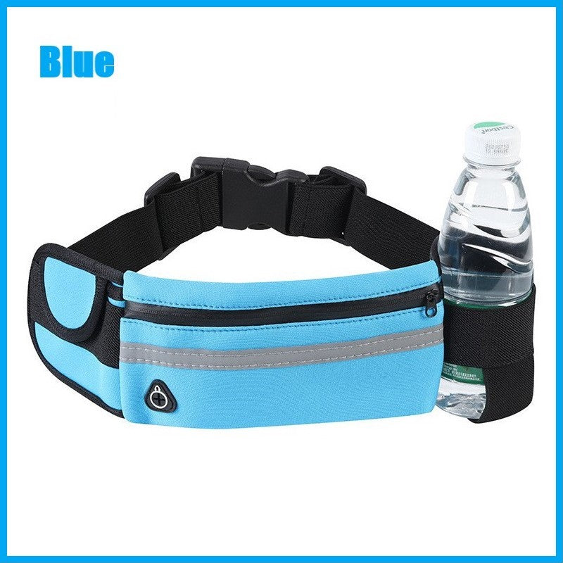 Running Belt Waist Bag with Hidden Water Bottle Holder, Men/Women Waist Pack with Bounce Free Technology, Reflective Strips fits Large Phone for Running, Hiking, Cycling