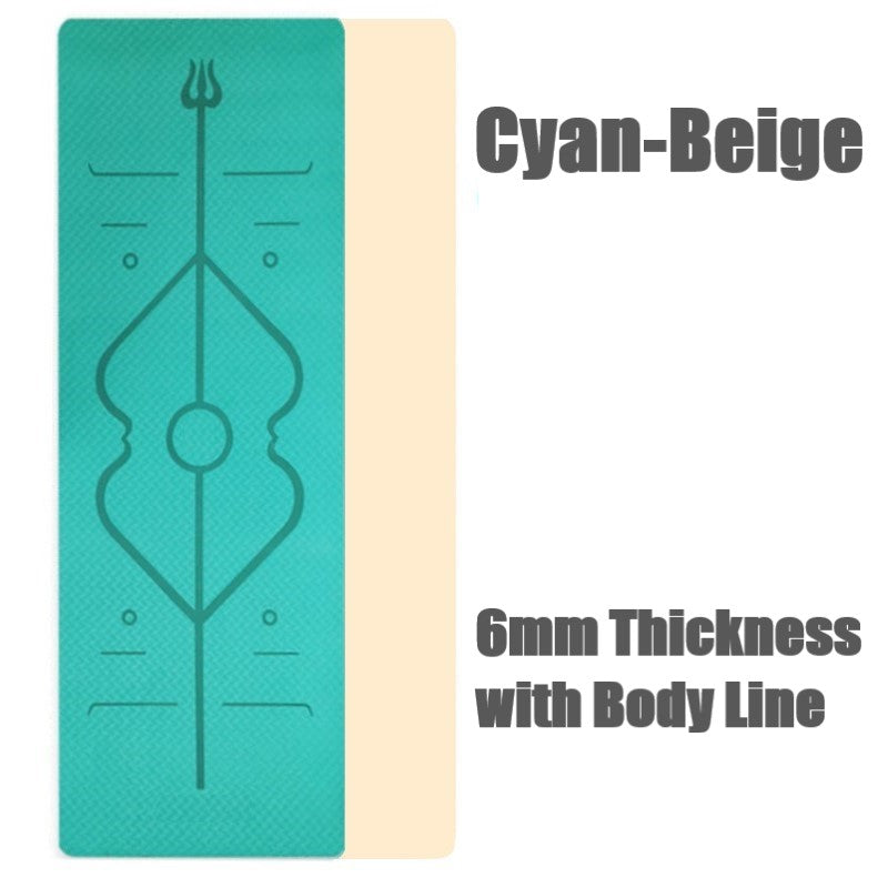 6mm Thickness,  2 colors TPE Yoga Mat with Alignment Marker/Lines