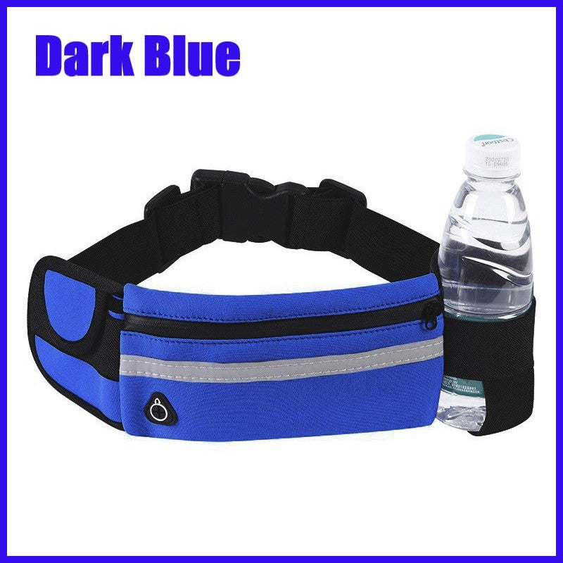 Running Belt Waist Bag with Hidden Water Bottle Holder, Men/Women Waist Pack with Bounce Free Technology, Reflective Strips fits Large Phone for Running, Hiking, Cycling