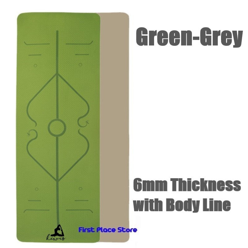 6mm Thickness,  2 colors TPE Yoga Mat with Alignment Marker/Lines