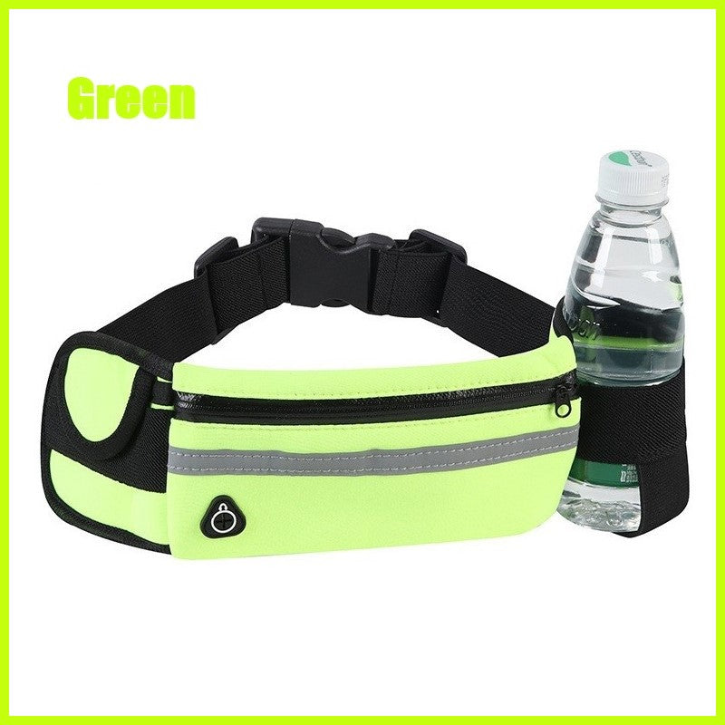 Running Belt Waist Bag with Hidden Water Bottle Holder, Men/Women Waist Pack with Bounce Free Technology, Reflective Strips fits Large Phone for Running, Hiking, Cycling