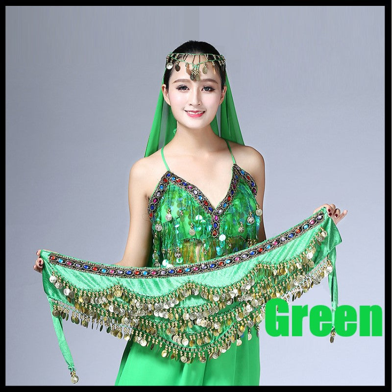 5-Rows Belly Dance Hip Scarf with Rhinestone