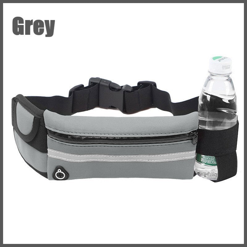 Running Belt Waist Bag with Hidden Water Bottle Holder, Men/Women Waist Pack with Bounce Free Technology, Reflective Strips fits Large Phone for Running, Hiking, Cycling