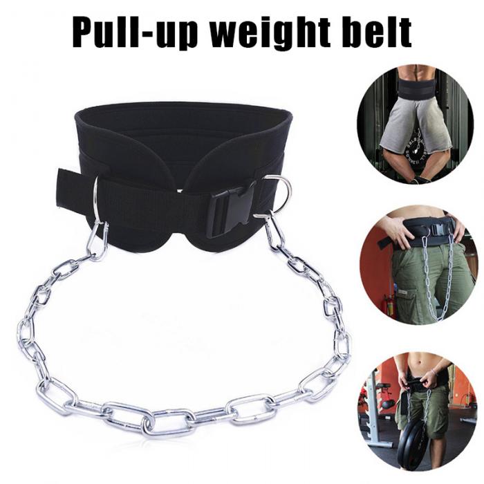 Adjustable Weightlifting Belt with Chain for DIPS Pull UPS Weight Lifting