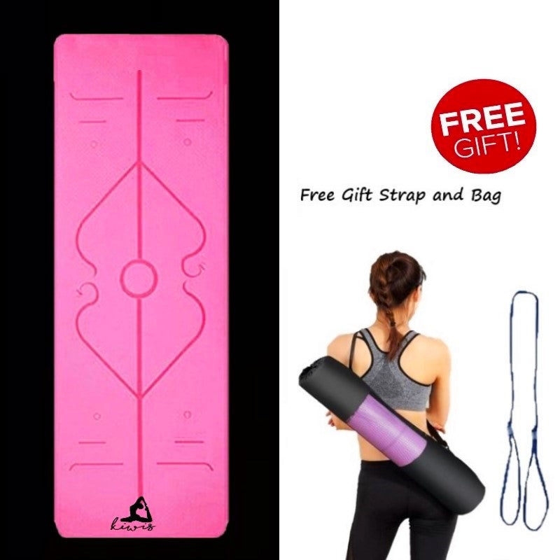 8mm Thickness 1 color TPE Yoga Mat with Alignment Marker/Lines