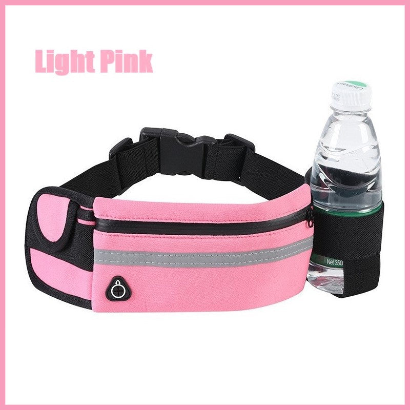 Running Belt Waist Bag with Hidden Water Bottle Holder, Men/Women Waist Pack with Bounce Free Technology, Reflective Strips fits Large Phone for Running, Hiking, Cycling