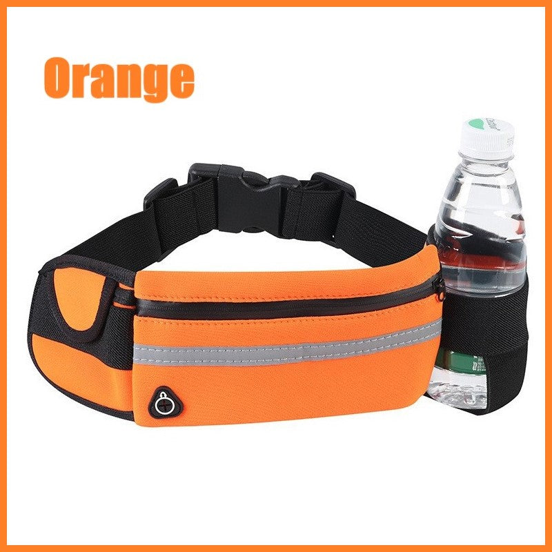 Running Belt Waist Bag with Hidden Water Bottle Holder, Men/Women Waist Pack with Bounce Free Technology, Reflective Strips fits Large Phone for Running, Hiking, Cycling