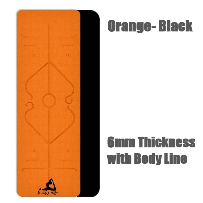 6mm Thickness,  2 colors TPE Yoga Mat with Alignment Marker/Lines