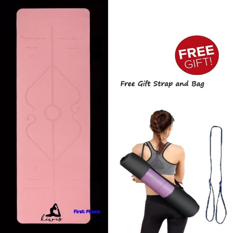 8mm Thickness 1 color TPE Yoga Mat with Alignment Marker/Lines