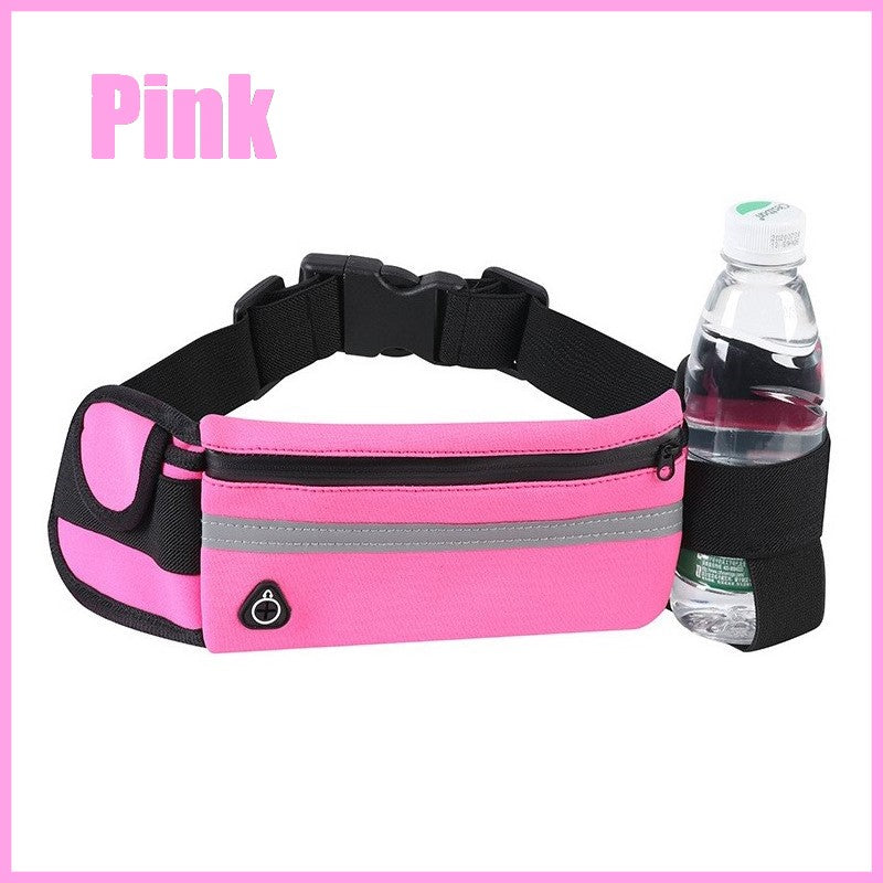 Running Belt Waist Bag with Hidden Water Bottle Holder, Men/Women Waist Pack with Bounce Free Technology, Reflective Strips fits Large Phone for Running, Hiking, Cycling