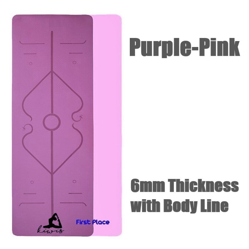 6mm Thickness,  2 colors TPE Yoga Mat with Alignment Marker/Lines