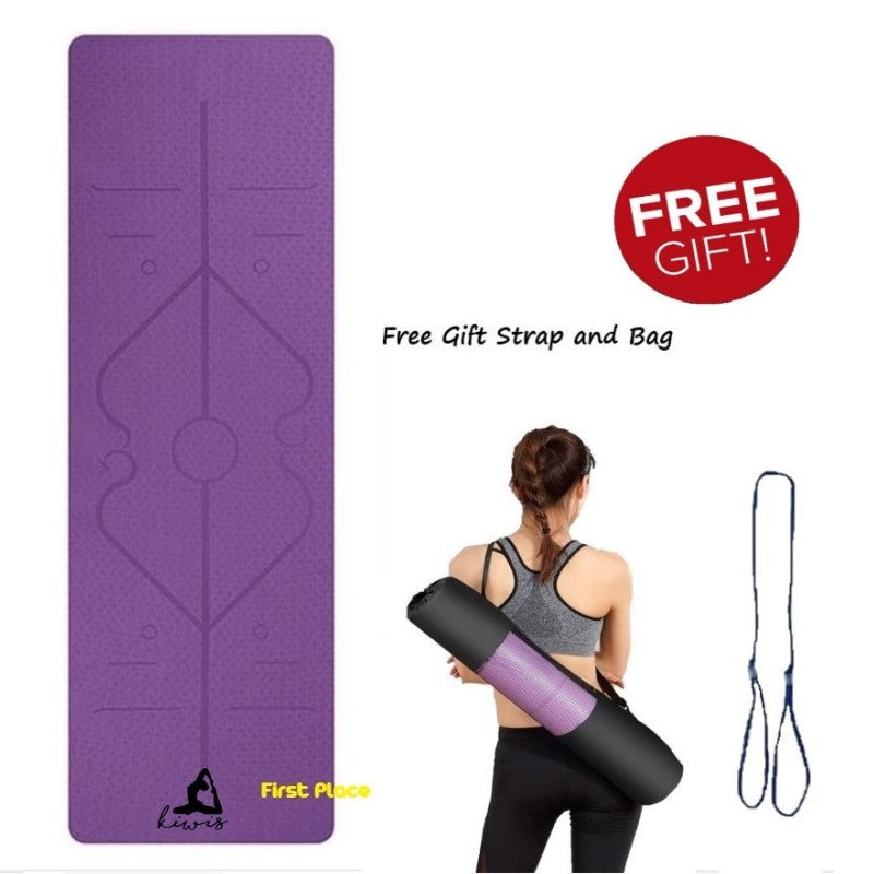 8mm Thickness 1 color TPE Yoga Mat with Alignment Marker/Lines