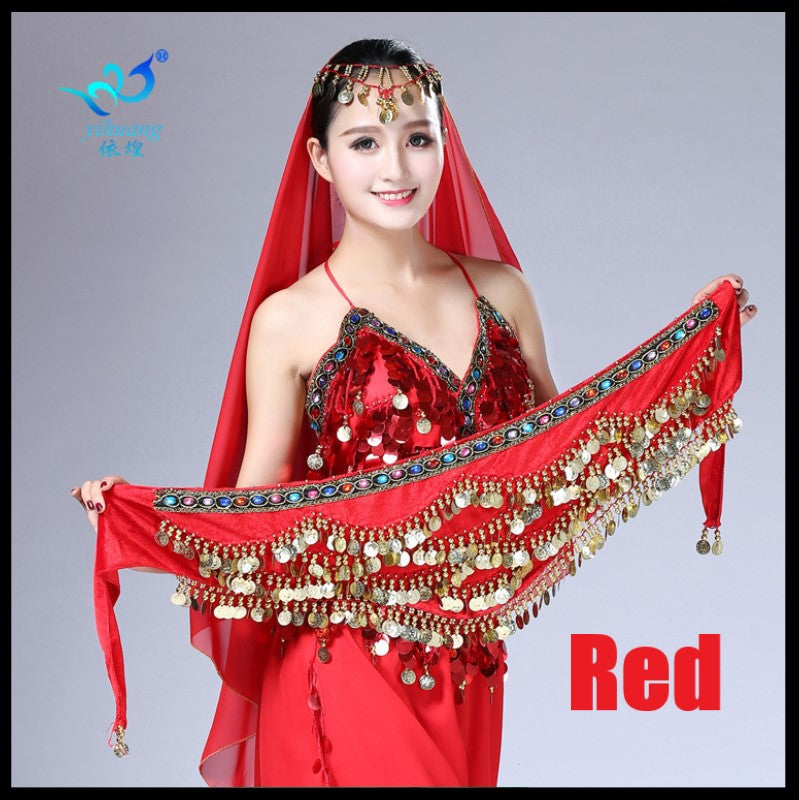 5-Rows Belly Dance Hip Scarf with Rhinestone