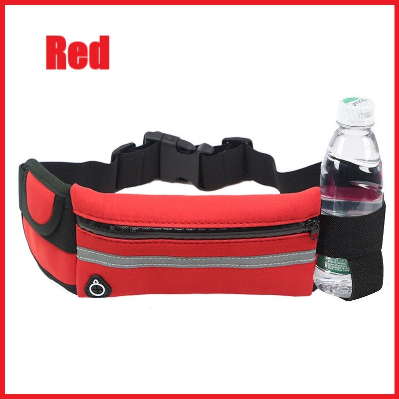 Running Belt Waist Bag with Hidden Water Bottle Holder, Men/Women Waist Pack with Bounce Free Technology, Reflective Strips fits Large Phone for Running, Hiking, Cycling