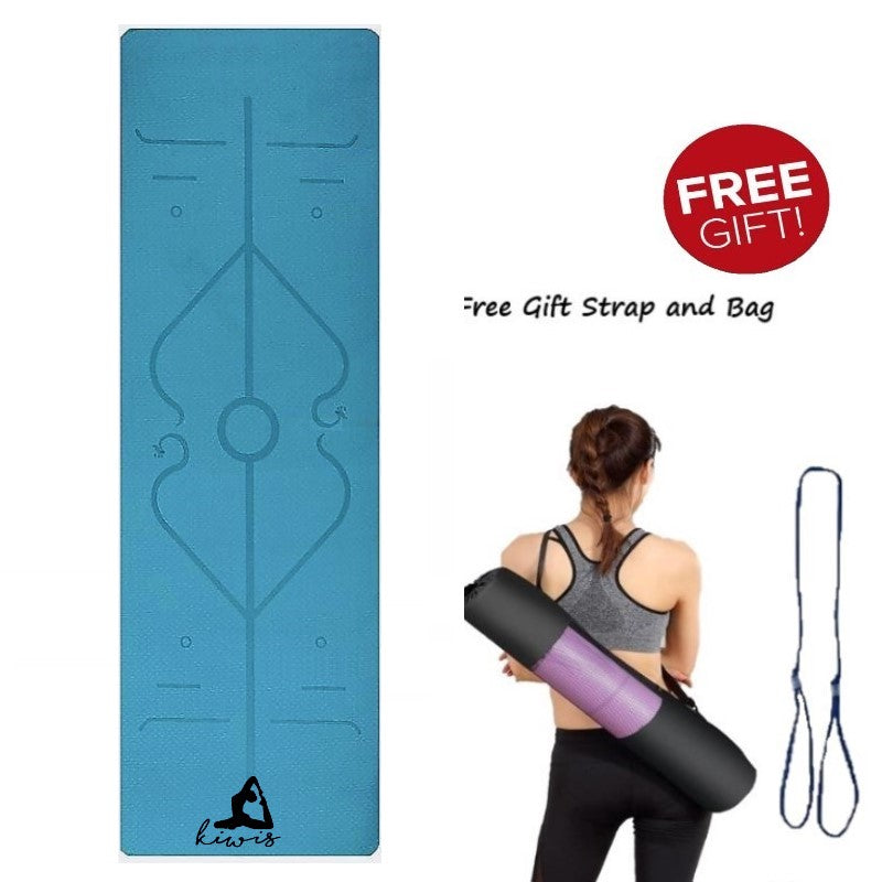 8mm Thickness 1 color TPE Yoga Mat with Alignment Marker/Lines