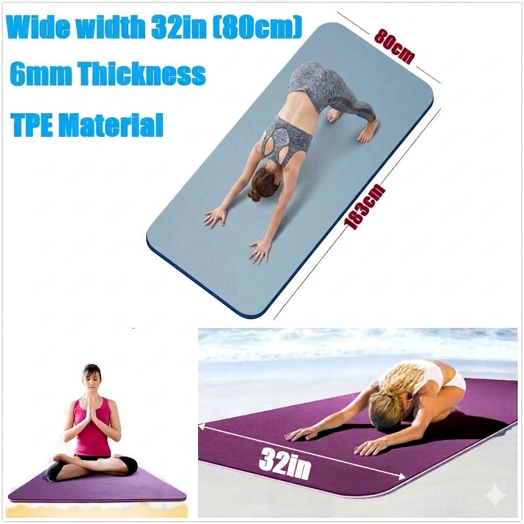 6mm Thickness, Wide Width TPE Yoga Mat