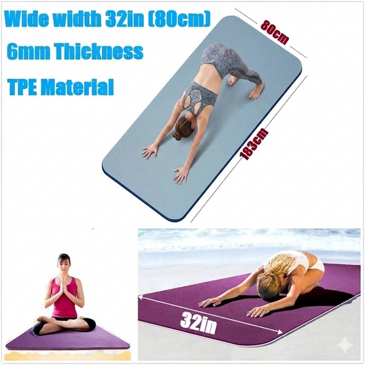 6mm Thickness, Wide Width TPE Yoga Mat
