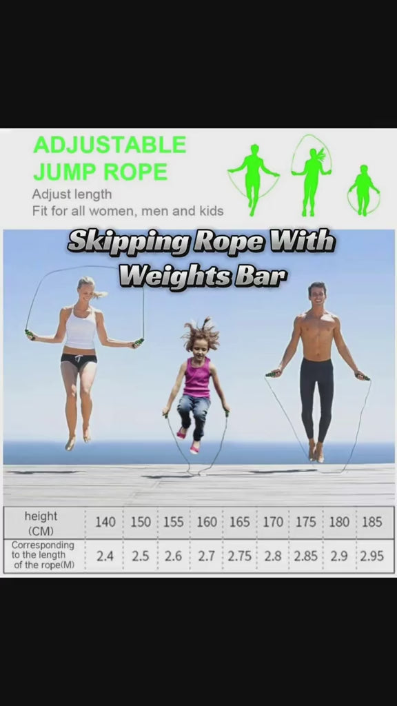 Tangle-Free Jump Rope/Skipping Rope with Weight Bar