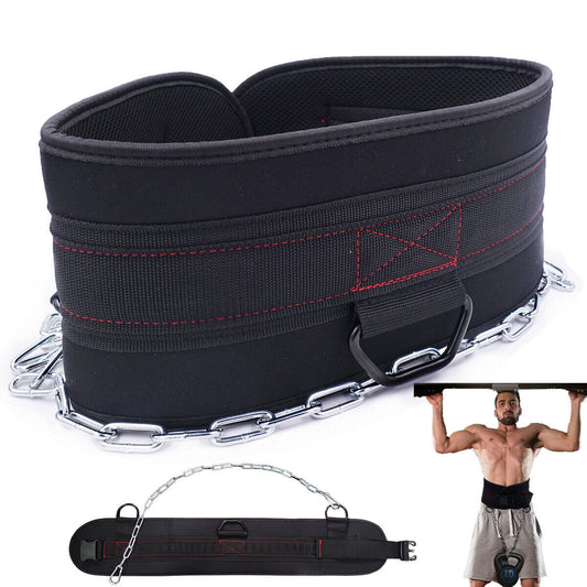 Adjustable Weightlifting Belt with Chain for DIPS Pull UPS Weight Lifting