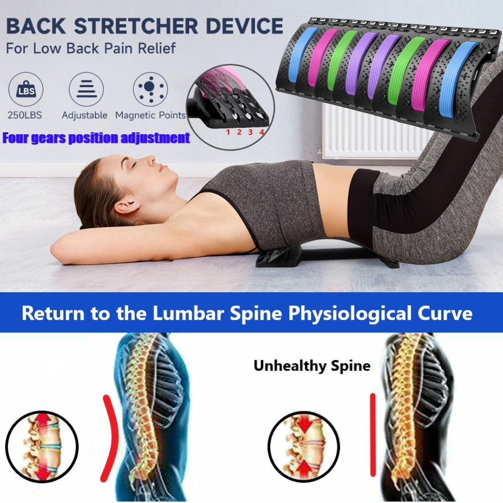 4 Levels Adjustable Back Stretcher with Magnetic Beads, Portable Back Stretcher, Lumbar Stretcher, Back Stretcher , Back Massage Support