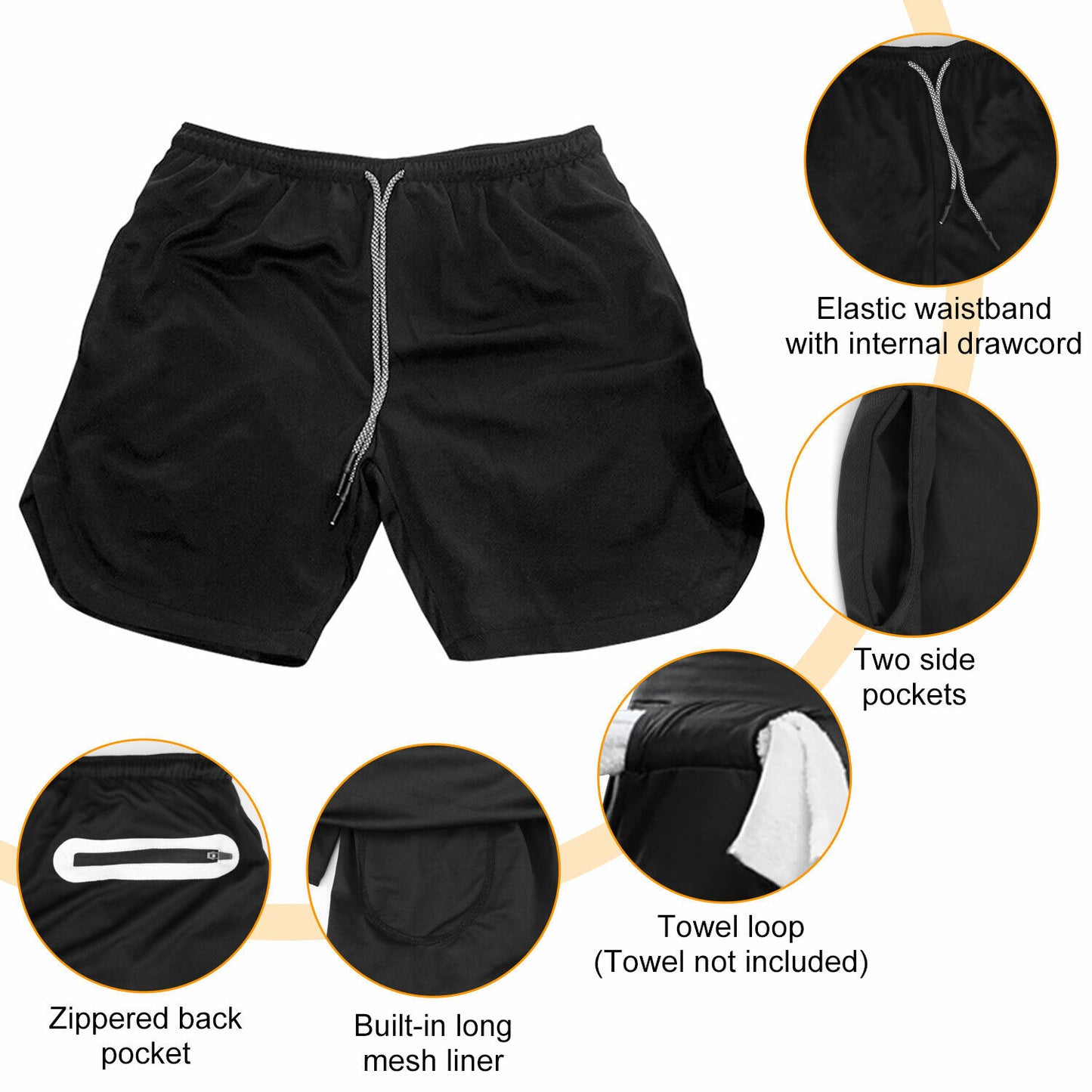 Men Gym Workout Training Running 2 Layers Shorts Pants with Phone Pocket