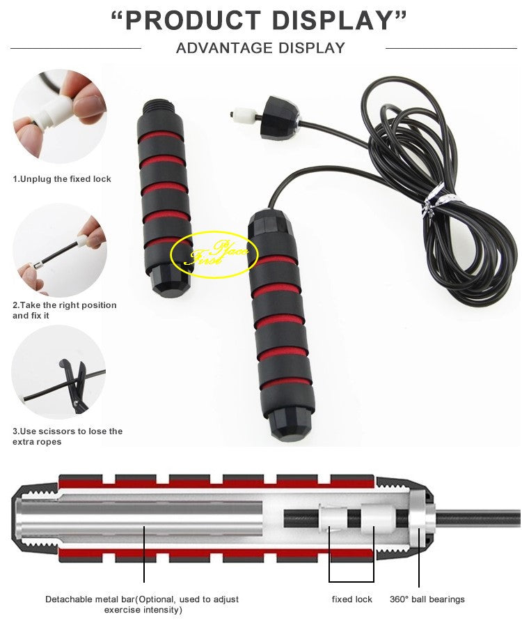 Tangle-Free Jump Rope/Skipping Rope  with Weight Bar