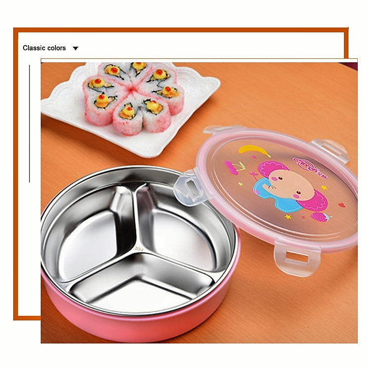 3 Compartments lunch box in round shape