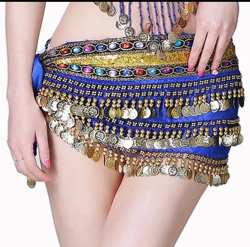 3 Rows Belly Dance Hip Scarf with Rhinestone