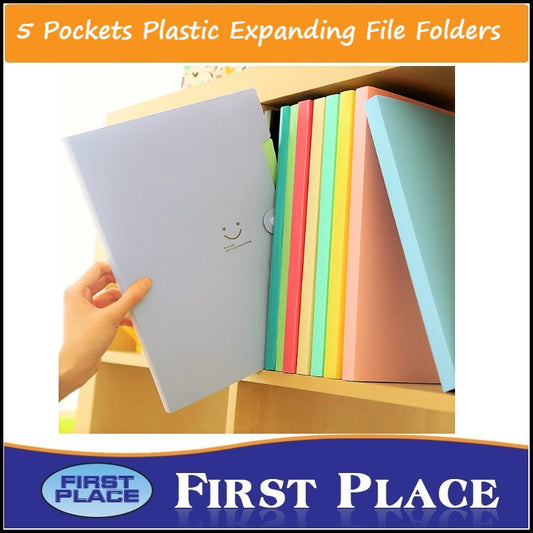 5 Pockets Plastic Expanding File Folders