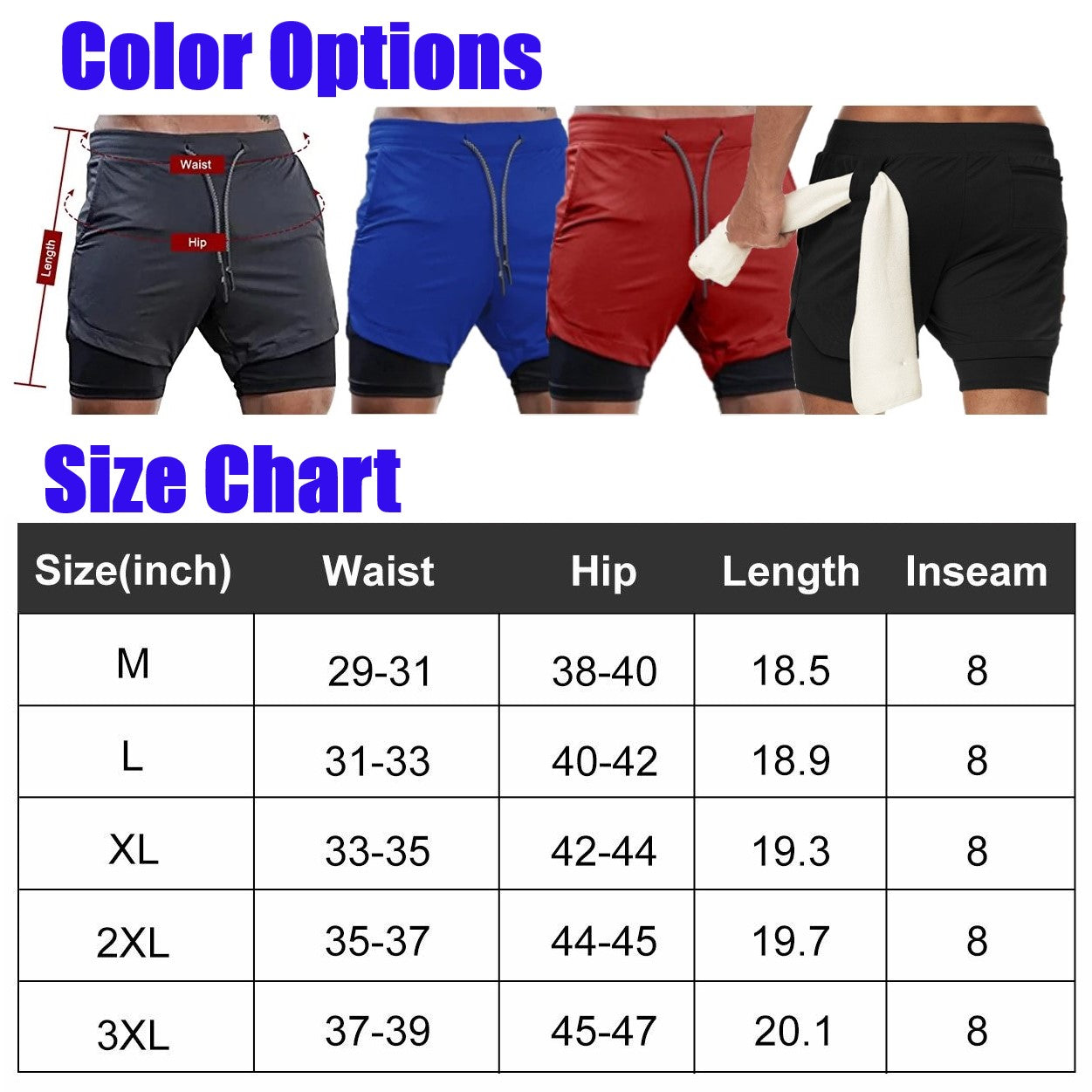 Men Gym Workout Training Running 2 Layers Shorts Pants with Phone Pocket