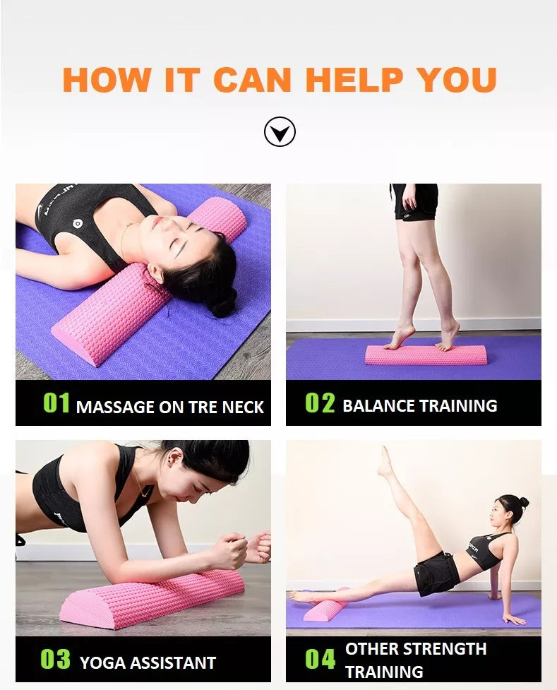 Half Foam Roller/Yoga Column/Massage Block/ Balance Portable for Yoga/Pilates Fitness
