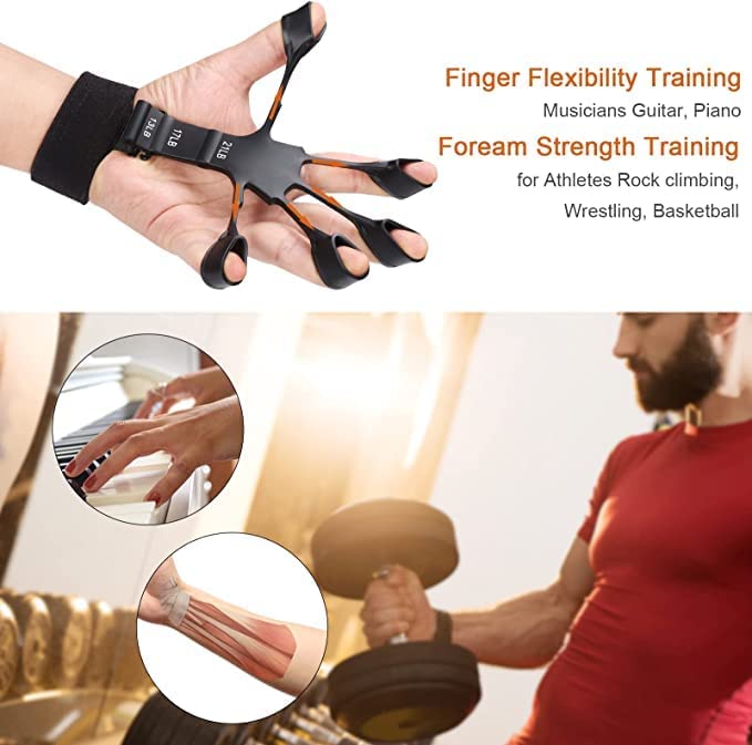 Finger Extensor Exerciser, Hand Trainer Finger Trainer, Adjustable Hand Trainer, Forearm Trainer, Silicone Grippy Finger Trainer(First Place)