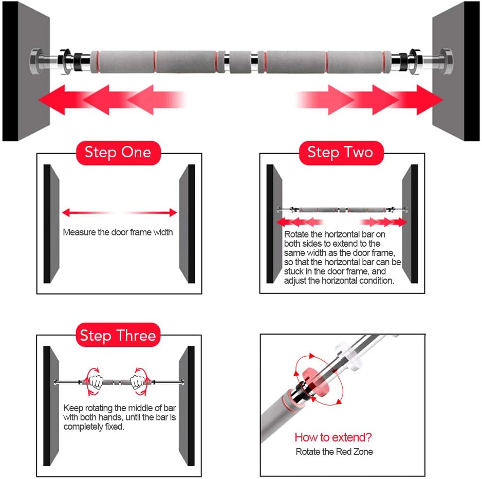 Adjustable Horizontal Pull Up Bar/Chin up Bar (Length 83-130 cm)