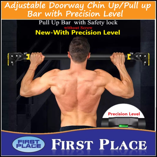 Adjustable Doorway Chin Up/Pull up Bar with Precision Level (Length 72-105 cm)
