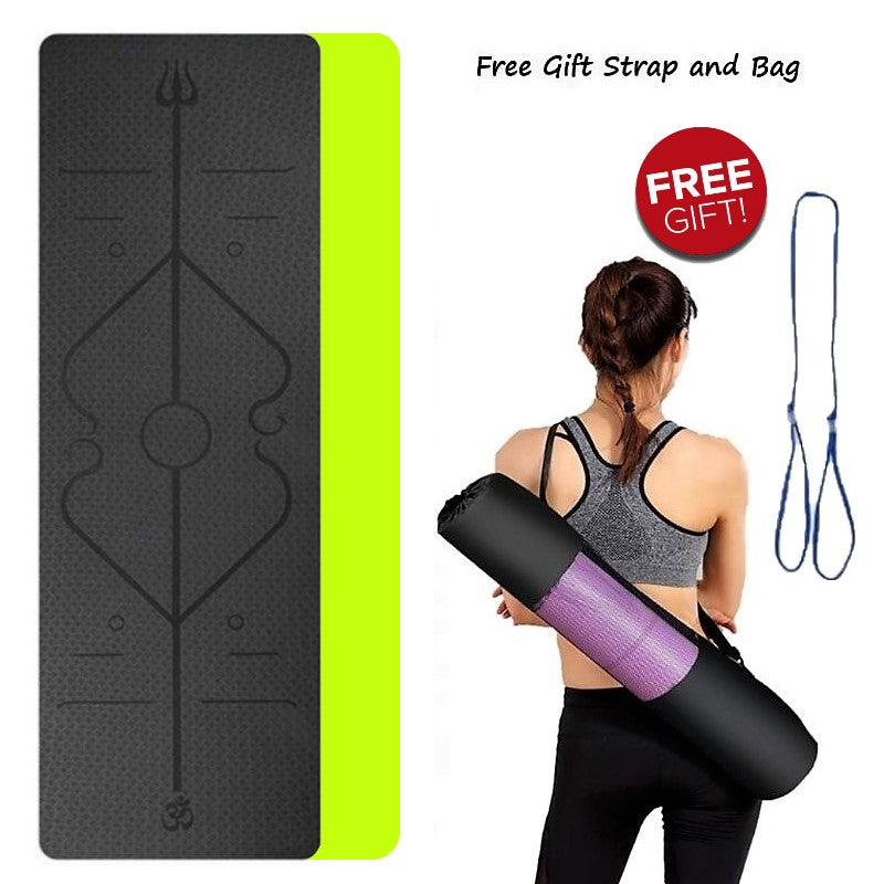 6mm thickness,  2 colors TPE Yoga Mat with Alignment Marker/Lines